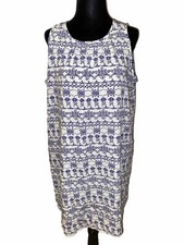 Women’s Loft Medium 100% Viscose Blue & White Sleeveless Dress