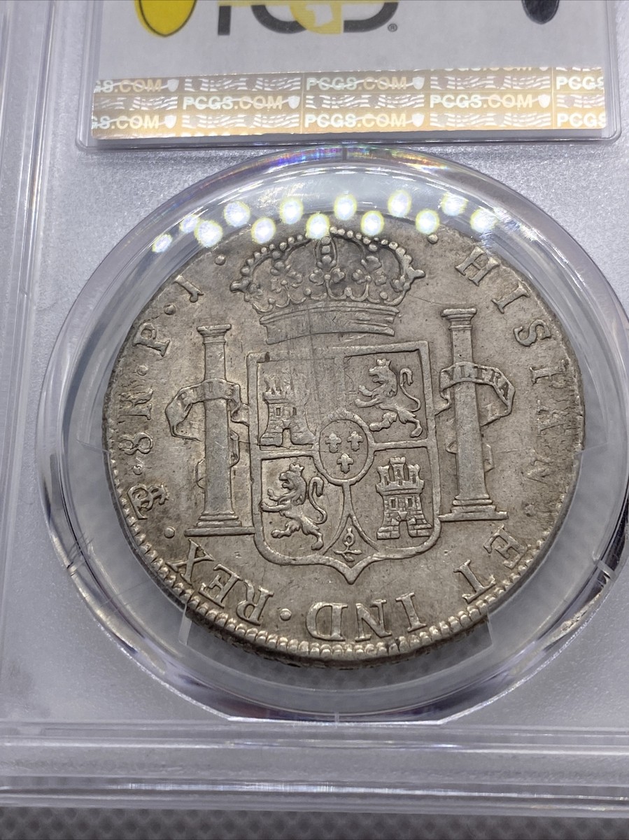 1808 PTS PJ 8 Reales Carlos III Bolivia PCGS AU53 Calico-1014