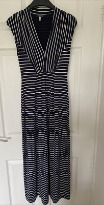 Joules Ladies Maxi Dress, Navy With White Stripes, Size