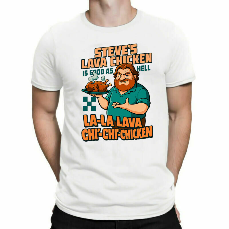 Steve?s Lava Chicken Mens Kids T-Shirt Pixel Jockey Craft Gaming