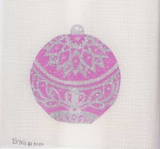 Vintage Glass Ornament Christmas Needlepoint Canvas Hand Painted 18 mesh signed