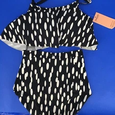 Shapermint Bikini Set Swim Ruffled Top & High Waisted Bottom Small Polka Dot