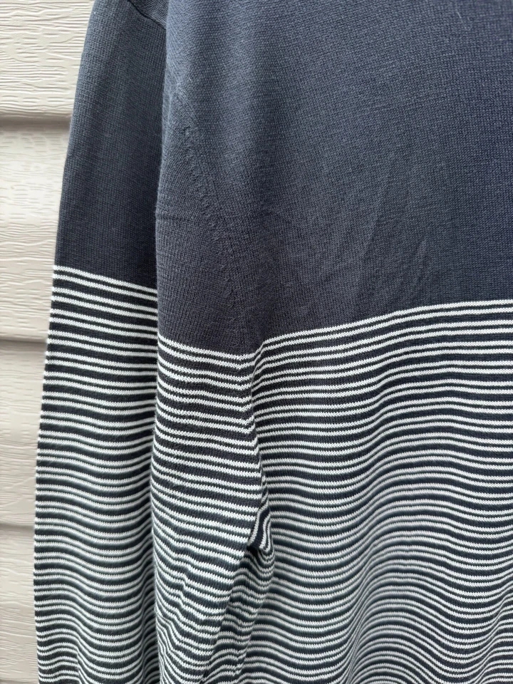 SUÉTER DE ALGODÓN SEDA LIGERO A RAYAS NEGRAS Z Zegna cuello redondo talla XL Foto 3 de 4