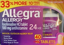 Allegra Allergy 24 HR. 40 Tablets, Exp:11/25 *Free + Fast Shipping*