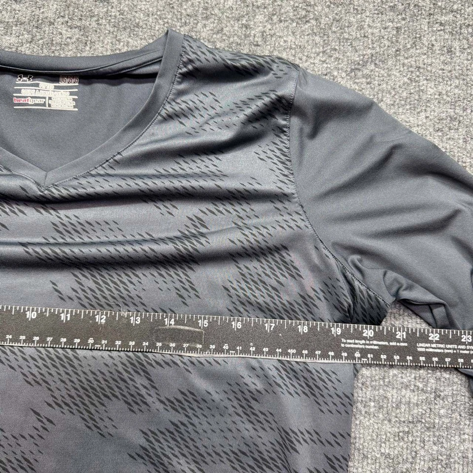 Under Armour HeatGear Shirt Womens LG Gray Camo Long Sleeve Fitted Top Athletic - Image 4 of 4