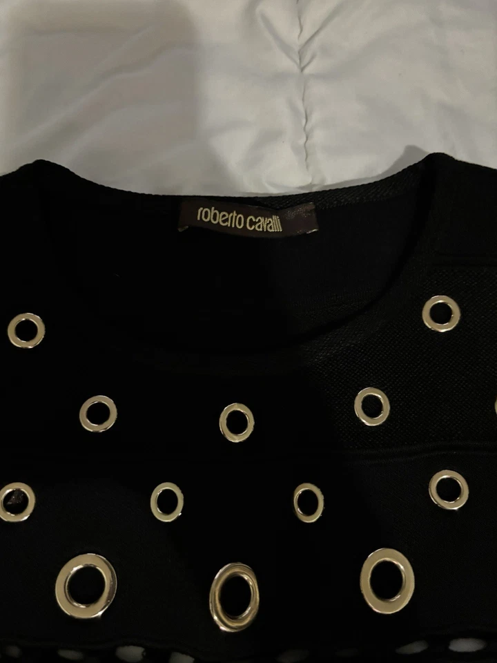 Juego de vendaje de dos piezas con ojal Roberto Cavalli para mujer negro talla 40 Foto 3 de 4