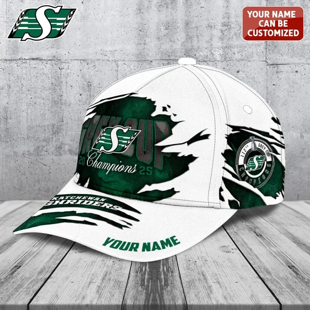 Personalized Saskatchewan Roughriders 2025 Grey Cup Champions Baseball Cap