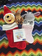 Lot: Disney Winnie the Pooh  Eeyore Stuffed Plush Christmas Stockings 16"