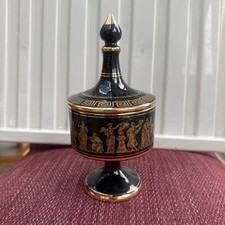 Sparthas Keramik Black And 24c Gold Greece Dec Base And Lid