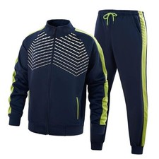 Men's Tracksuit 2 Pieces Sweat Suits Casual Full Zip Long Medium Blue 140