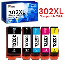 5PK 302XL Black Photo Black Cyan Magenta Yellow Ink Cartridges for Epson XP-6100