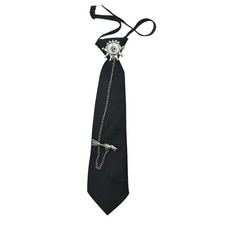 Unisex Anime Cosplay Necktie Punk Metal Arrows Chain Student Unform Pre Tied Tie