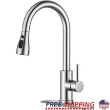Kitchen Faucets with Pull Down Sprayer Single Handle Stainless Steel Sink Faucet