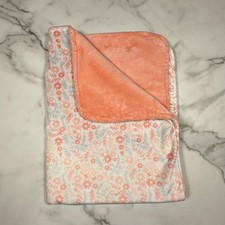 Parents Choice Coral Pink Peach White Floral Flowers Plush Baby Girl Blanket
