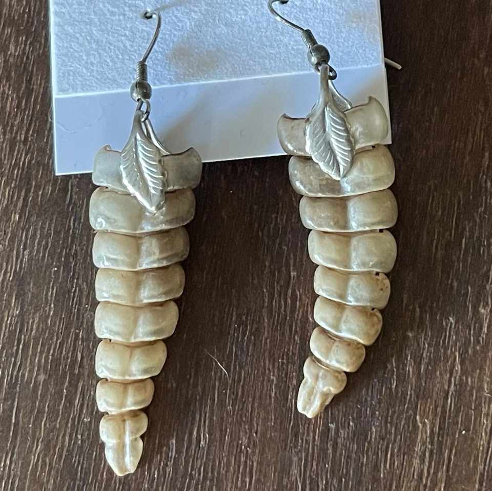 Real Rattlesnake Drop Earrings Silver Feathers 2” Hear The Rattle!! - Image 3 of 4
