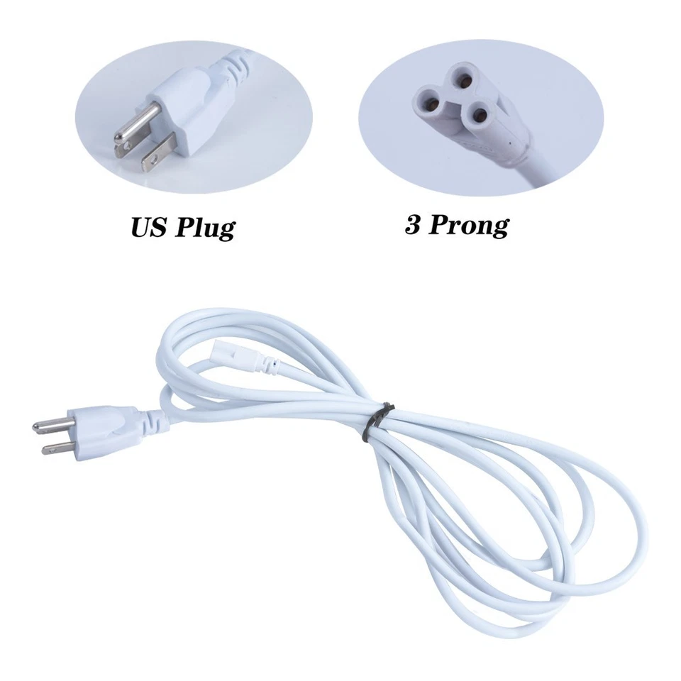 Paquete de 3 cables de extensión de alimentación de tubo LED T5 T8 de 5 pies sin interruptor de encendido/apagado LED T5/T8 Foto 2 de 3