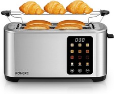 FOHERE Toaster 4 Scheiben, Langschlitz Toaste...
