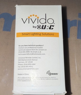 Vivido by URC VL-9534-MD-WH Z-Wave Master Dimmer No Neutral Wall Switch White