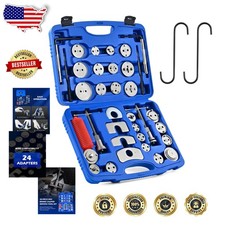 Durable 35pc Disc Brake Caliper Tool Set, 24 Adapters, Easy Piston Return