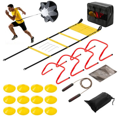 Agility Ladder Training Set with Speed Parachute, Hurdles, Cones, Jump Rope, Soc
