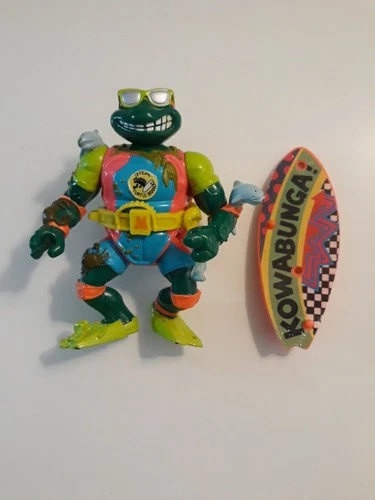 Loose Vtg 4 1/2" TMNT Sewer Surfin' Mikey Action Figure Playmates Toys 1990
