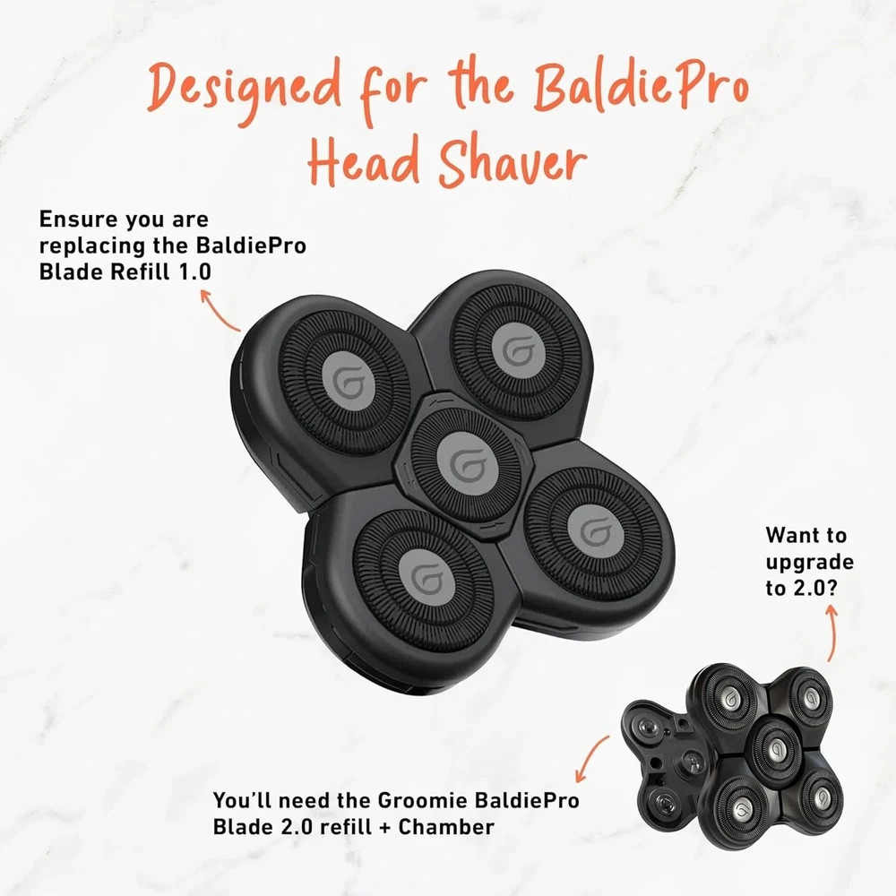 Groomie BaldiePro Cordless Bald Head Shavers for Men, Blade Refill - Waterpro...