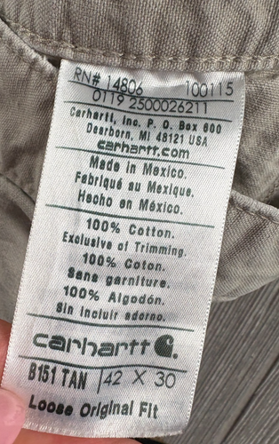 Pantaloni Carhartt B151 TAN taglia cucitura interna 28 etichetta 42x30 pantaloni abbronzati - Foto 14 di 14