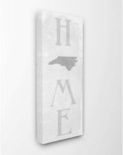 North Carolina Home State Map Grey Textured Word Design Oversized Stretched Canv