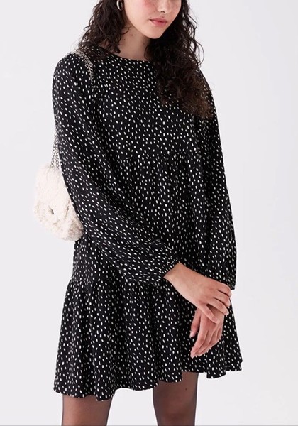 Decjuba Shift Dress Size 8 Polka Dot Oversized Long Sleeve Work Office 
