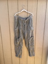Free People Feelin Good Utility Cargo Pants Green High Rise Boho Gauzy s