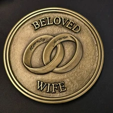 New Batesville Casket LifeStories Display Funeral Medallion Magnet Wife Brass
