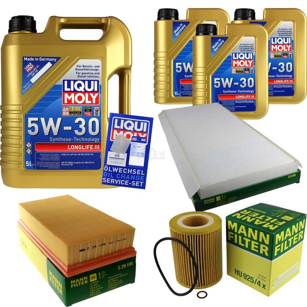 Mann Inspektionspaket 8L Liqui Moly Longlife III 5W-30 FüR BMW X5 E53 3.0I-image