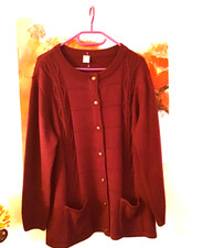 STRICK JACKE GR 48 FARBE WEINROT UNGETRGEN