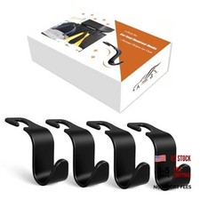 4-Pack Car Headrest Hooks Holds 55lbs Seat Storage Organizer for Bags Black