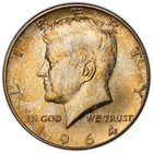 PCGS MS 66 1964-D KENNEDY HALF DOLLAR COIN UNC GOLDEN TONED