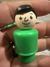 Vintage Fisher Price little people green man/dad w/black hair