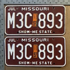 1997 Missouri license plate pair M3C 893 YOM DMV Ford Chevy Dodge 22286