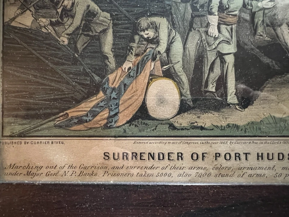 SURRENDER OF PORT HUDSON, LA. JULY 8TH 1863 By Currier & Ives Hand Colored Litho - Image 2 of 4
