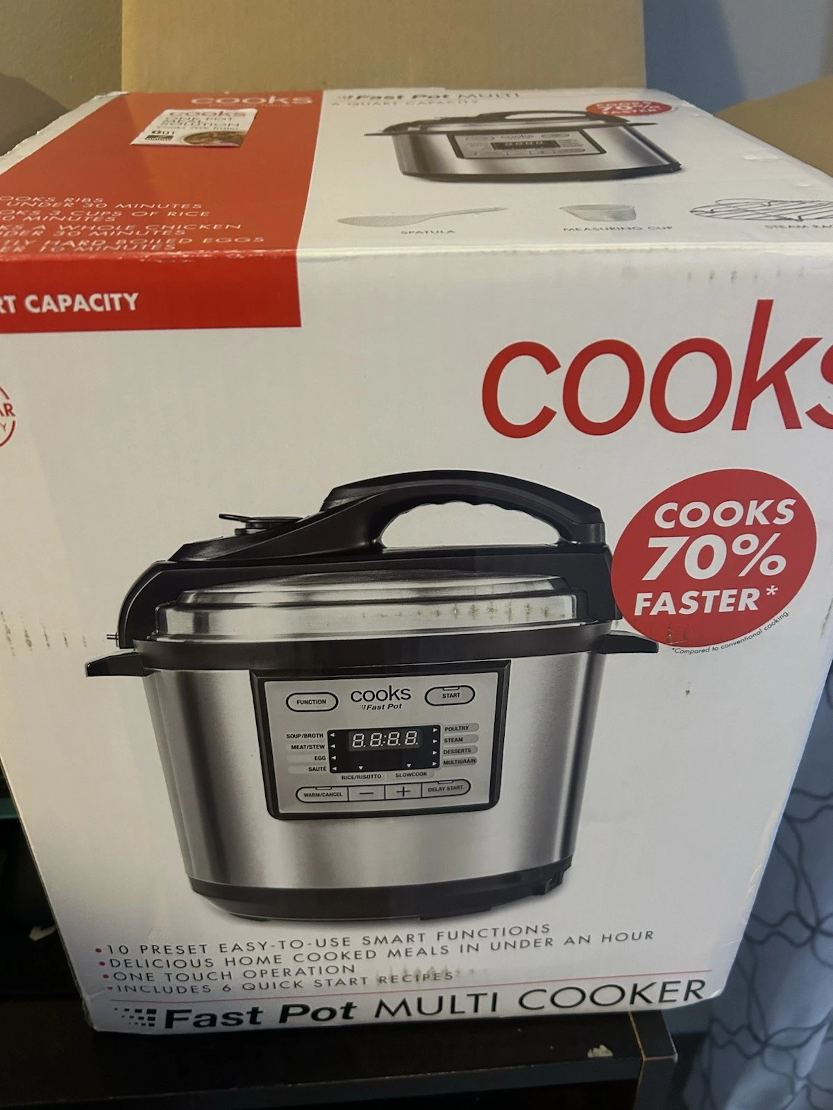Cooks Fast Pot Multi Electric Pressure Cooker 6 Qt 1000W Stainless Steel