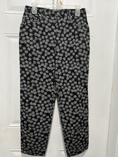 Vintage Moschino Jean Floral Print Women Pants, Size 33 Black. Pre-owned.