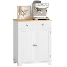 Buffet Cabinet, Coffee Bar Cabinet with 2 Drawers, Distressed White