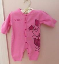 VTG 2001-2002 DISNEY Store 3-6M Pink Piglet 1-Pc Sleeper Pajamas 100 Cotton