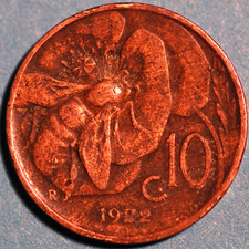 1922 Italia 10 Centesimi Vittorio Emanuele III KM# 60