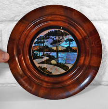 Vintage Brazilian Butterfly Wing Dish with Wooden Surround. Stunning Piece