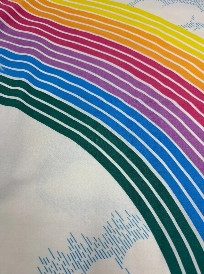 Sábana plana y funda de almohada retro Pacific Pride retro completa/doble de colección años 80 Rainbow & Clouds Foto 4 de 4