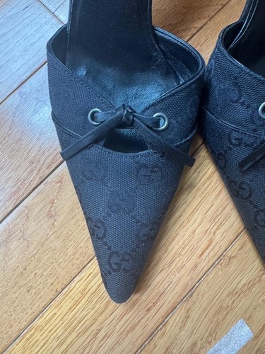 Gucci pointy monogram GG slide heel shoes 10b (600 - Picture 4 of 7