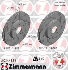 2x ZIMMERMANN Bremsscheibe BLACK Z 400.1443.53 f&uuml;r MERCEDES CHRYSLER KLASSE W210