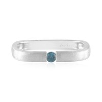 Cavill Damenring Sterlingsilber 0,054Ct Diamant Brillantschliff Blau-