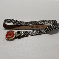 Smet Belt Mens Large Vintage Plum Handmade Genuine Leather Studded Buckle Y2K