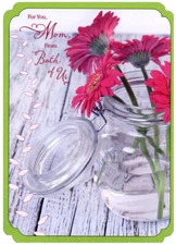Gerbera Daisies in Glass Jar: Mom - Designer Greetings Mother's Day Card